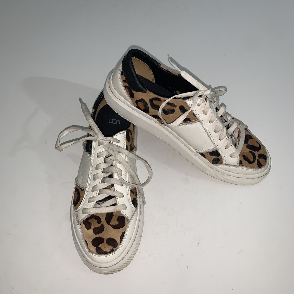 UGG Shoes Womens Size 8 Brown Pony Hair Leopard Casual Low Top Sneakers 1130777